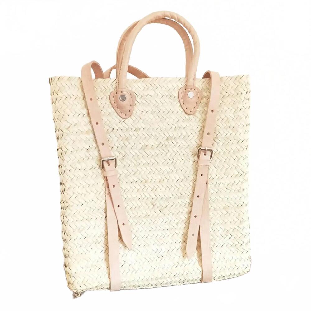 NEW PANIER DES SENS handwoven backpack tote in natural straw construction
